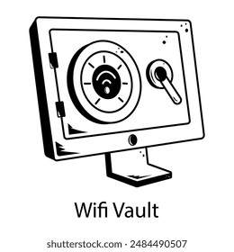 Get this hand drawn icon of wifi vault 