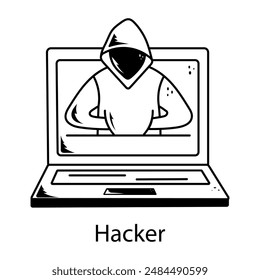 Get this hand drawn icon of a hacker 
