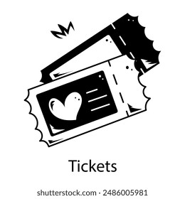 Get this hand drawn icon of tickets 