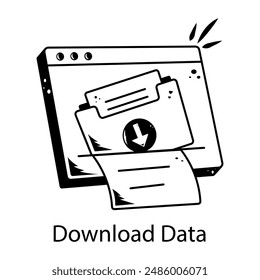 Get this hand drawn icon of download data 