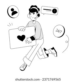 Get this hand drawn illustration of chat service 