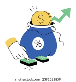 Get this hand drawn illustration of higher rates 