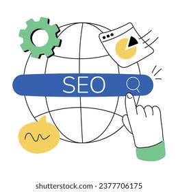 Obtén esta mini ilustración dibujada a mano del navegador seo 