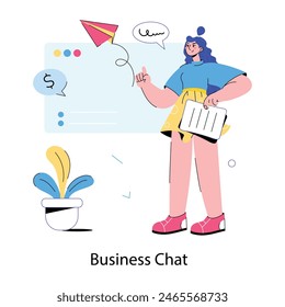 Get this hand drawn mini illustration of business chat 