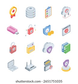 Get this handy bundle of data privacy and gdpr isometric icons