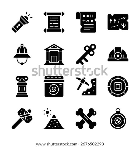 Get this handy collection of archeology glyph style icons