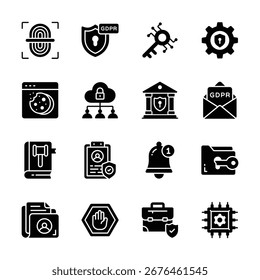 Obtenga esta colección práctica que muestra los iconos de estilo de glifo de privacidad de datos
