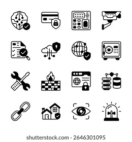 Get this handy collection of smart security glyph icons, easy to edit