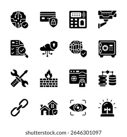 Get this handy collection of smart security glyph icons, easy to edit