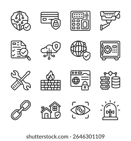 Get this handy collection of smart security linear icons, easy to edit