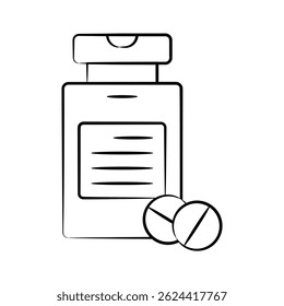 Get this handy drawing style icon of pills bottle