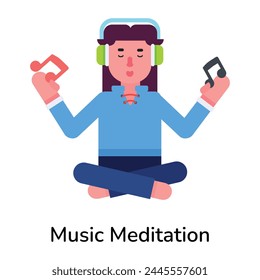 Get this handy flat icon of music meditation 