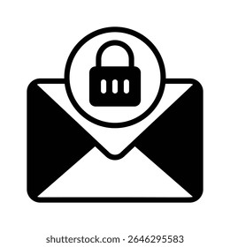 Get this handy glyph style icon showing secure email with lock