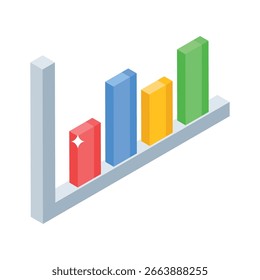 Obtenga este práctico icono de estilo isométrico del gráfico de barras