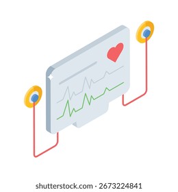 Obtenga este práctico icono de estilo isométrico del informe de ecg
