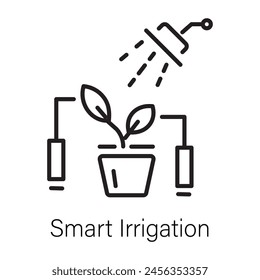Get this handy line icon of smart irrigation 