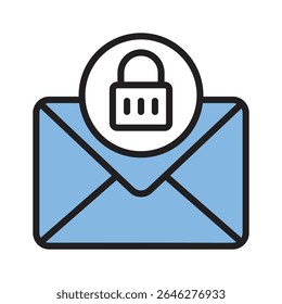 Get this handy line style icon showing secure email with lock