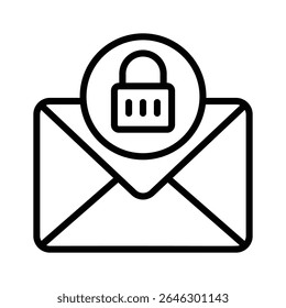 Get this handy line style icon showing secure email with lock