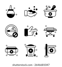 Get this handy pack of medical and health glyph style icons