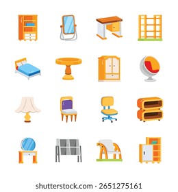 Get this handy pack showing house interior 2d style icons