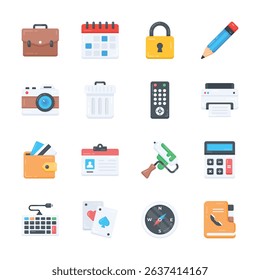 Get this handy set of business supplies flat style icons