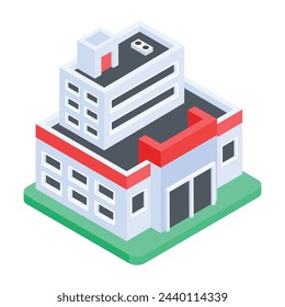 Obtener este icono isométrico del edificio de oficinas corporativas