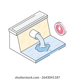 Get this isometric icon of hydropower dam, easy to edit