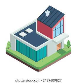 Get this isometric icon of mansion