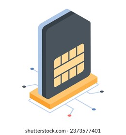 Get this isometric icon of mobile sim card 