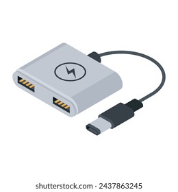 Get this isometric icon of multiport adapter