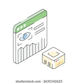 Dieses isometrische Symbol der Echtzeitdatenüberwachung erhalten