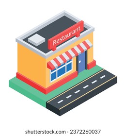 Get this isometric icon of restaurant 