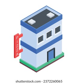 Get this isometric icon of restaurant 