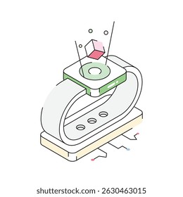 Get this isometric icon showing a smartwatch concept