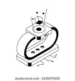 Get this isometric icon showing a smartwatch concept