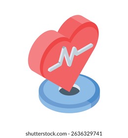 Get this isometric icon showing heartbeat pulse