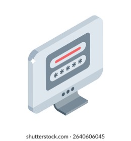 Get this isometric icon showing system password access