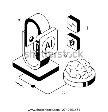 Get this isometric icon showing a smartwatch concept