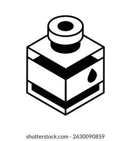 Get this isometric style icon of writing ink bottle