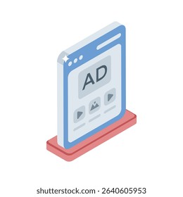 Get this isometric style icon of targeted web ad