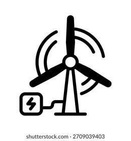 Obtenga este último icono de estilo glifo de la torre de energía eólica