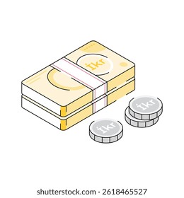 Get this latest isometric icon showing iceland currency