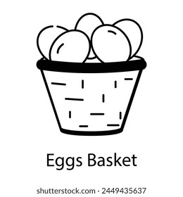 Get this line icon of eggs basket