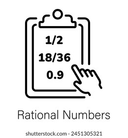 Get this line style icon of rational numbers 