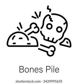 Get this linear icon of bones pile 