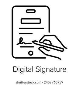 Get this linear icon of digital signature 