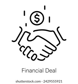 Get this linear icon of financial deal 