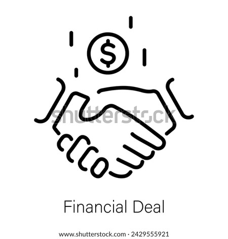 Get this linear icon of financial deal 