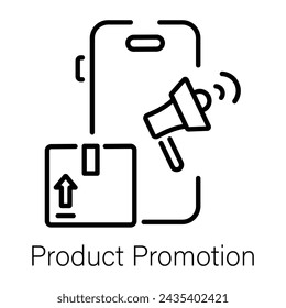 Get this linear icon of product promotion 