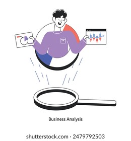 Obtenga esta mini ilustración lineal de análisis de negocios 